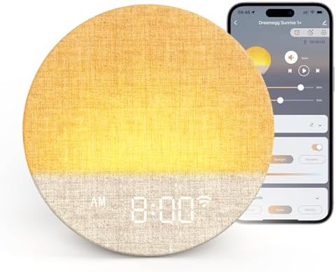 Dreamegg Sunrise Alarm Clock with 34 Soothing Sounds, Sunrise Simulation for Sleep, Night Light Noise Machine